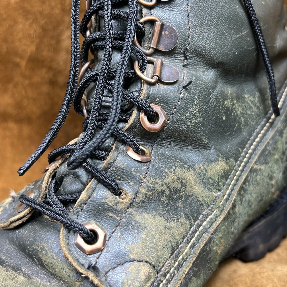 Rugged Incredible Hulk Vintage Green Leather Work Boots - Picture 9 of 12